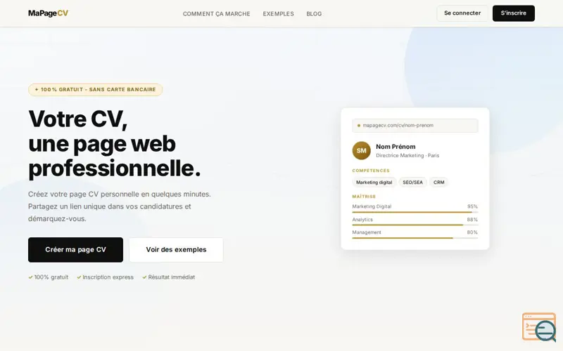 Screenshot of MaPageCV