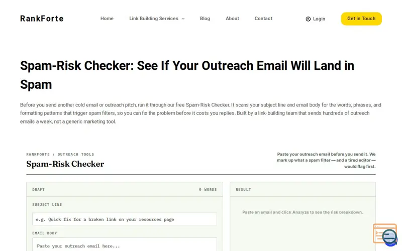 Screenshot of Spam Risk Checker