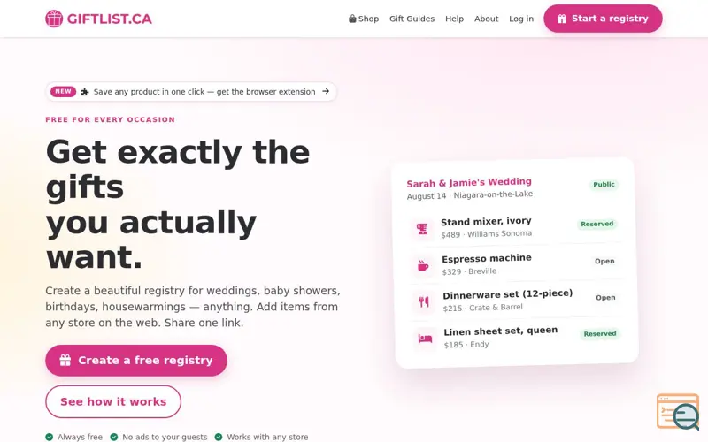 Screenshot of Gift List Free gift registry