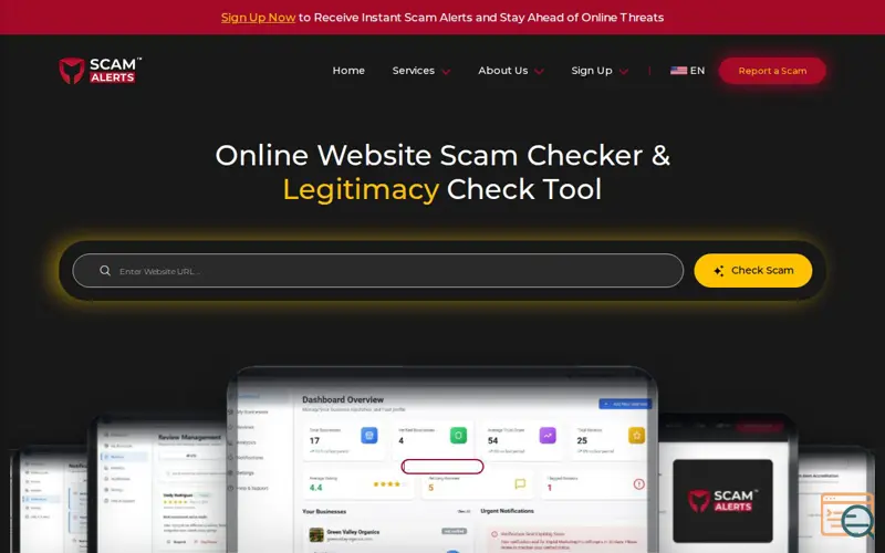 Screenshot of Scam Alerts