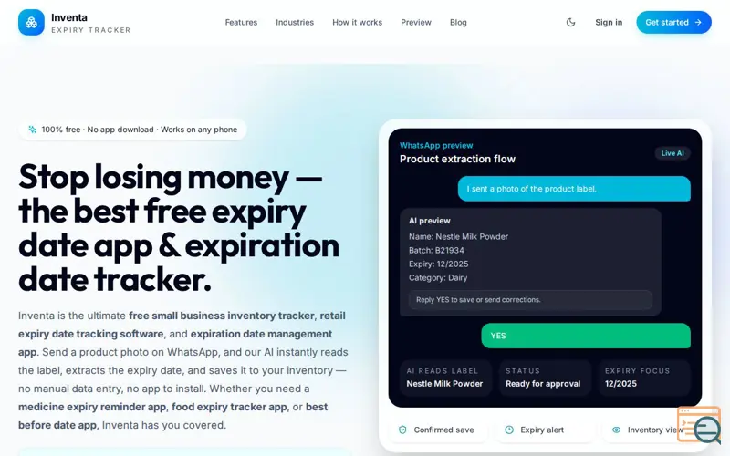 Screenshot of Inventa