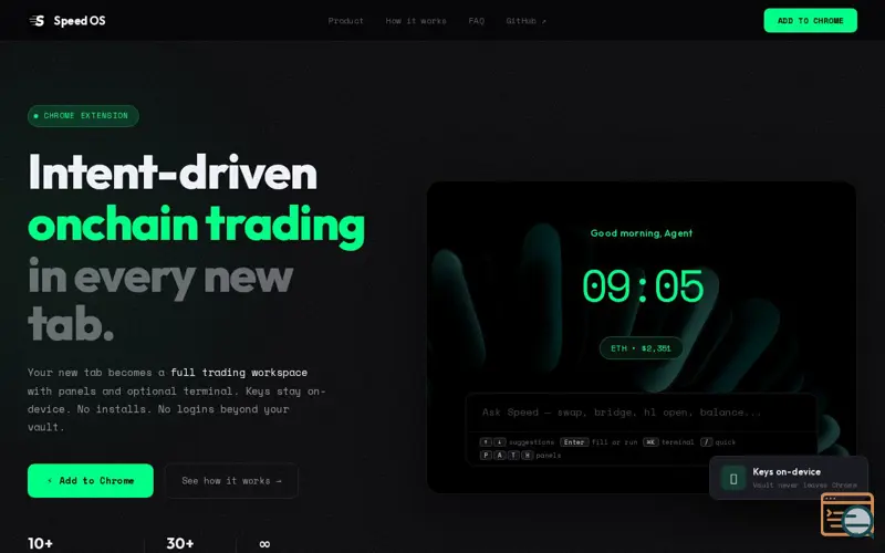 Screenshot of Speed OS — Onchain Trading Workspace