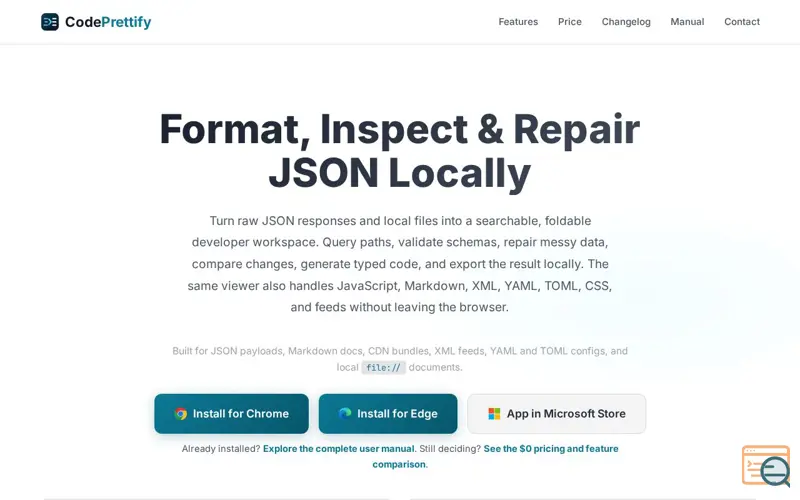 Screenshot of CodePrettify