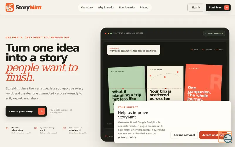 Screenshot of StoryMint
