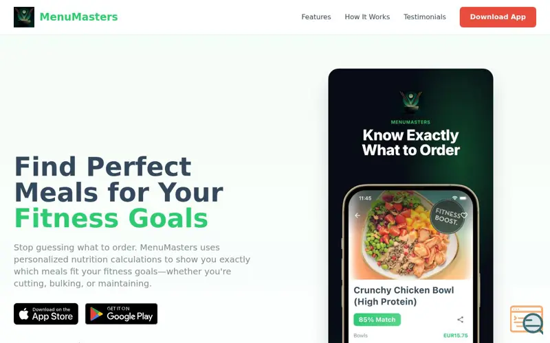 Screenshot of MenuMasters