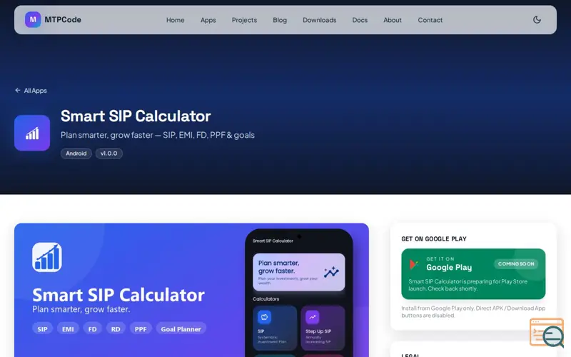Screenshot of Smart SIP Calculator 