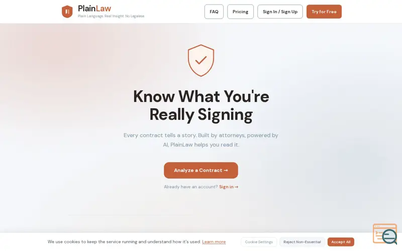 Screenshot of PlainLaw