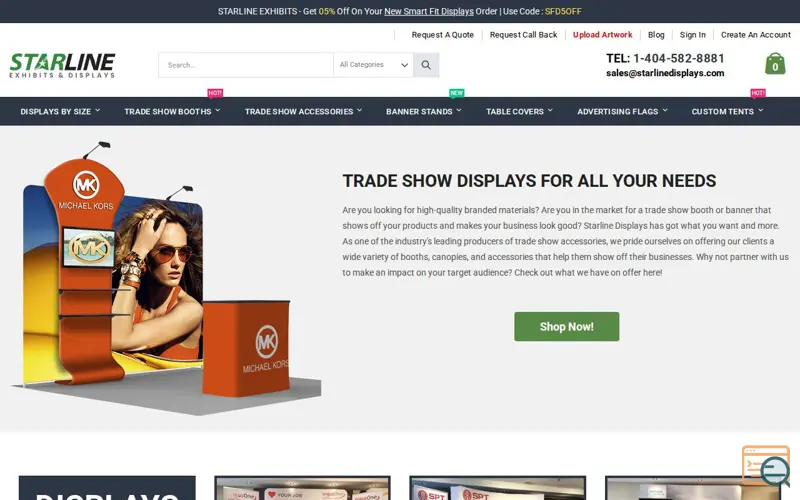 Screenshot of StarlineDisplays-TradeShowDisplays&Booth, a launch using Rackspace Email