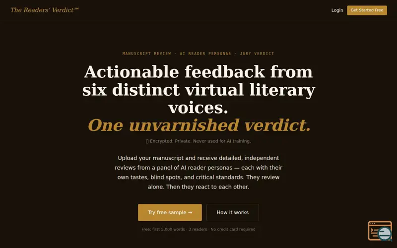 Screenshot of Readers' Verdict