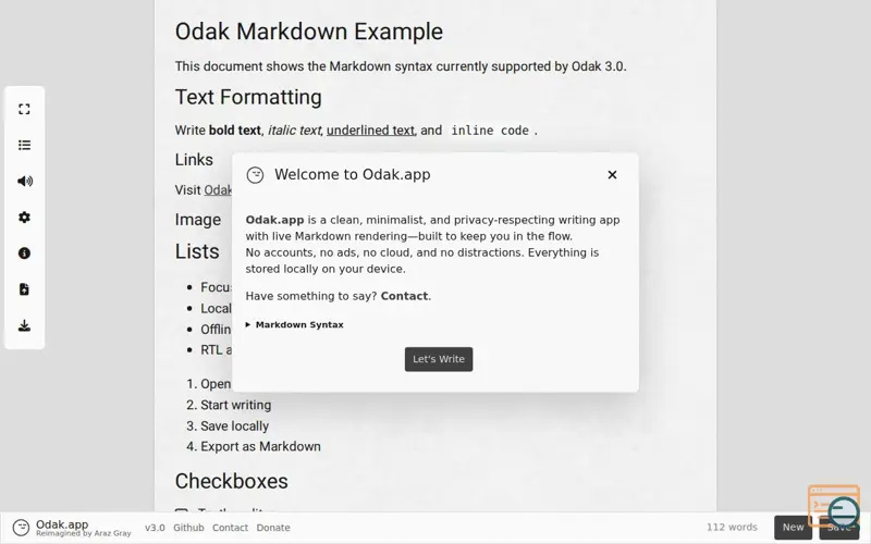 Screenshot of Odak.app