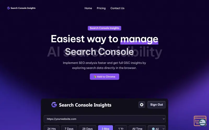 Screenshot of Search Console Insights Extension
