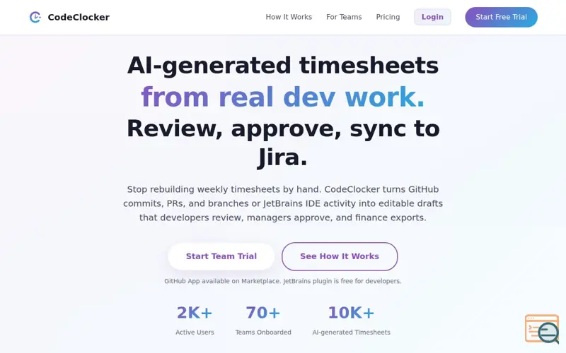Screenshot of CodeClocker