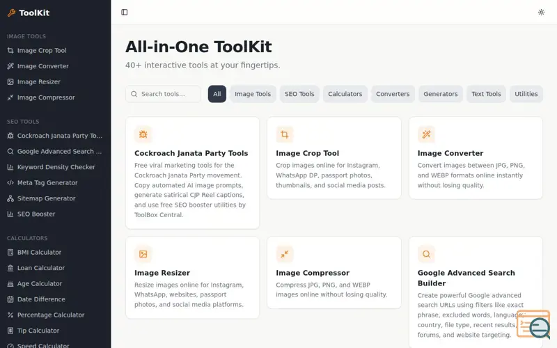 Screenshot of Web Toolkit