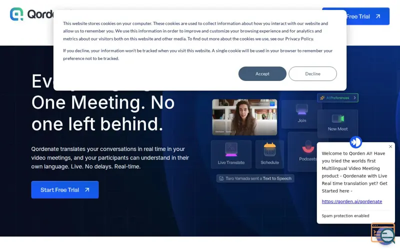 Screenshot of Qordenate MultiLingual Meeting Platform