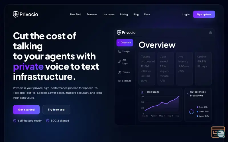 Screenshot of Privocio - STT for AI Agents 
