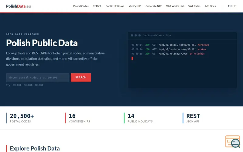 Screenshot of PolishData.eu