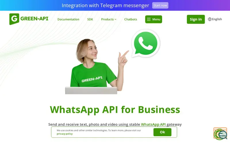 Screenshot of GREEN-API Service, a launch using HelpDeskEddy