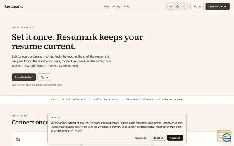 Screenshot of Resumark
