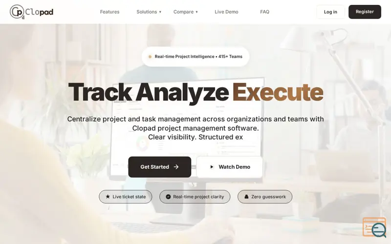 Screenshot of Clopad Project Management Software, a launch using Mimecast