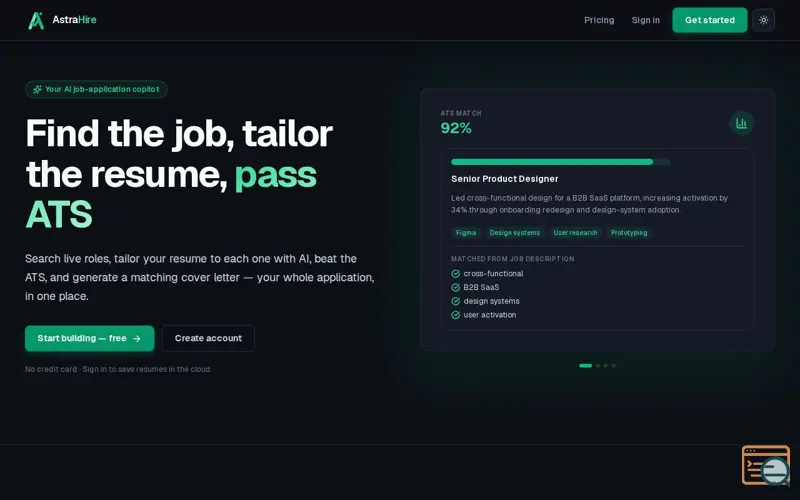 Screenshot of AstraHire