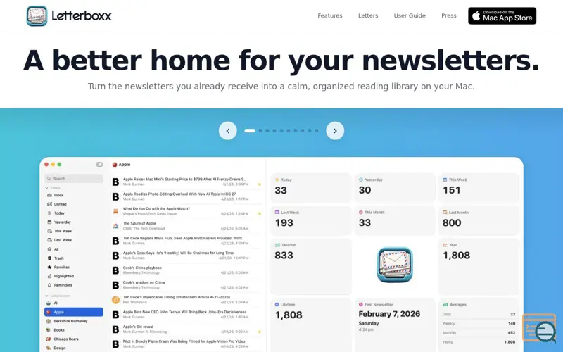 Screenshot of Letterboxx