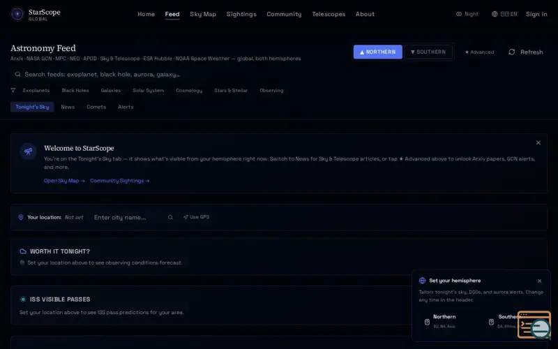 Screenshot of StarScope