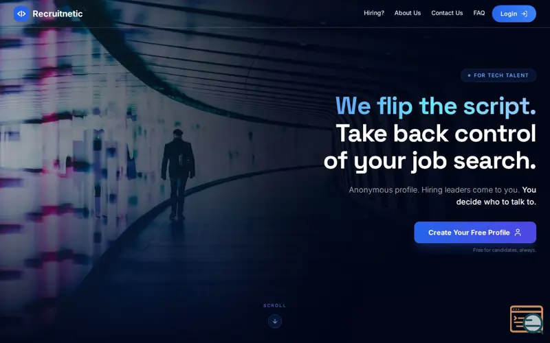 Screenshot of Recruitnetic, a launch using Hostinger Horizons