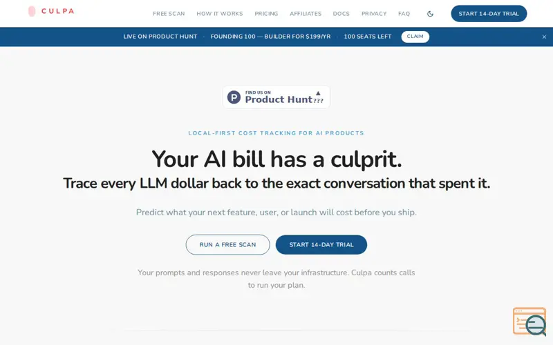 Screenshot of Culpa