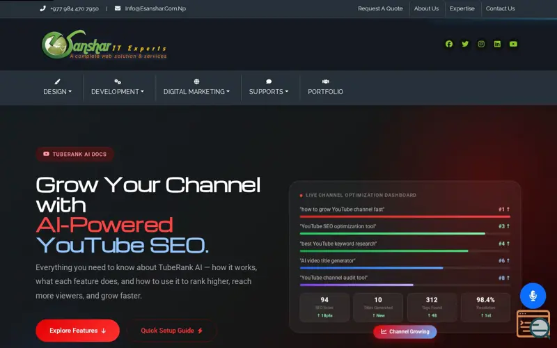 Screenshot of TubeRank AI