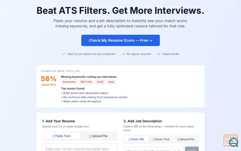 Screenshot of Resume Match Bot