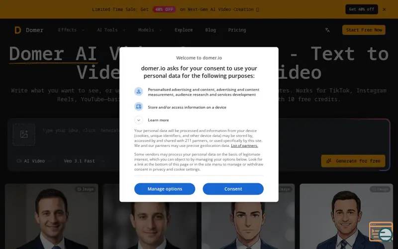 Screenshot of Domer AI