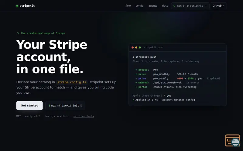 Screenshot of Stripekit