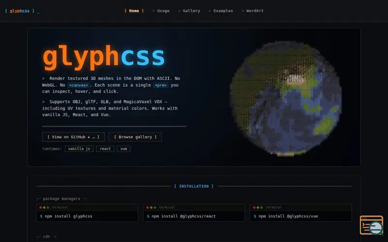 Screenshot of An ASCII 3D Rendering Engine