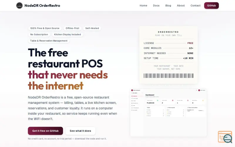 Screenshot of OrderRestro 