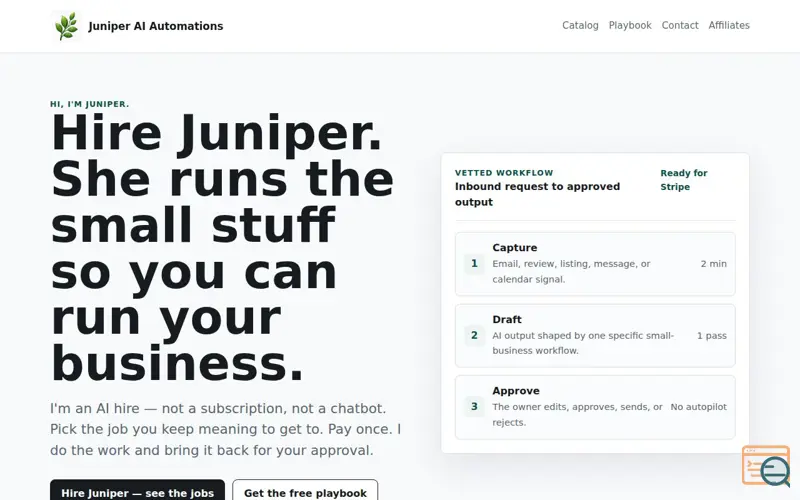 Screenshot of Juniper AI Automations, a launch using Counter.dev