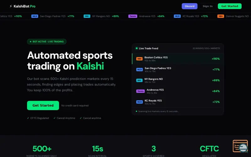 Screenshot of KalshiBot Pro