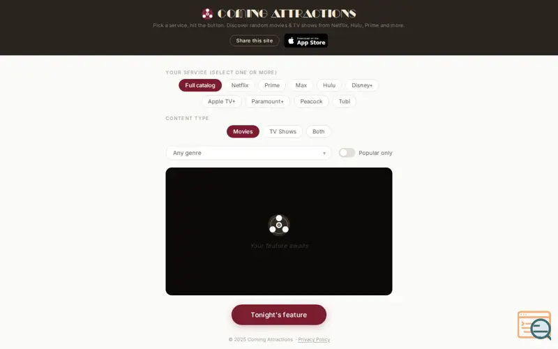 Screenshot of Coming Attractions