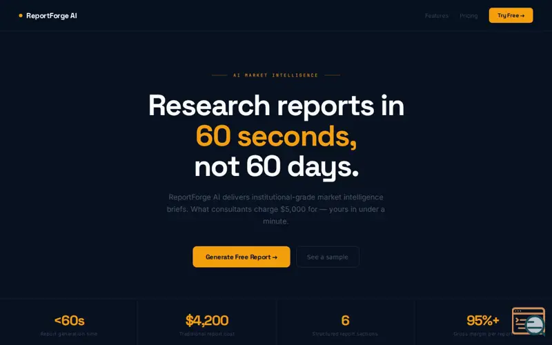 Screenshot of ReportForge AI
