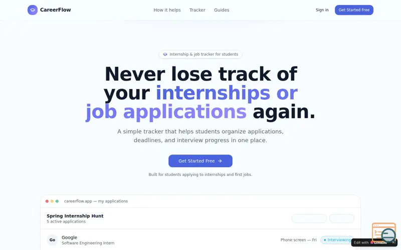 Screenshot of CareerFlow