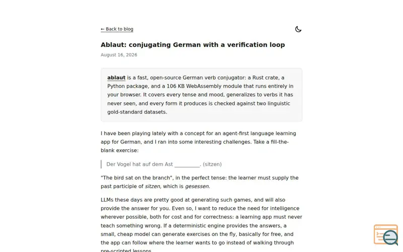 Screenshot of Ablaut