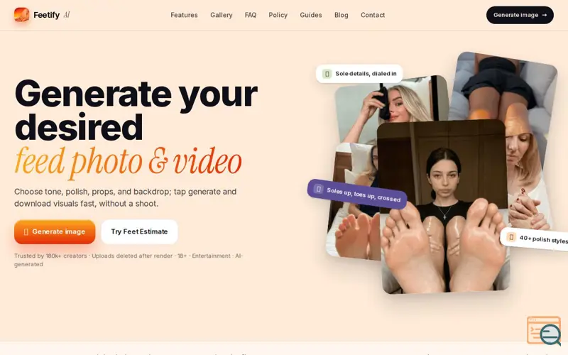Screenshot of Feetify Web