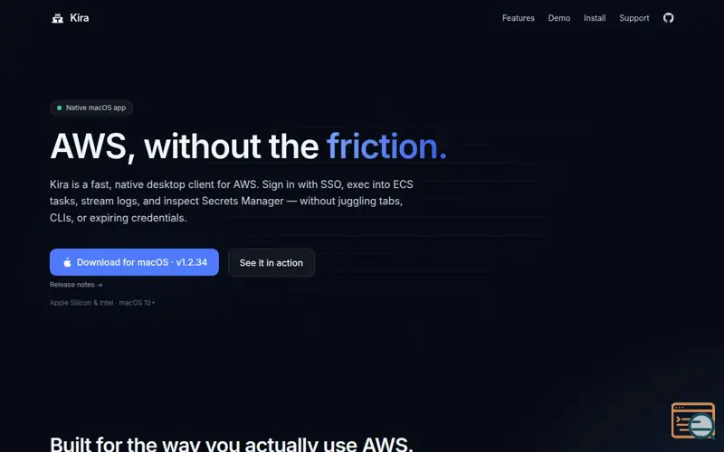 Screenshot of Kira — AWS, without the friction