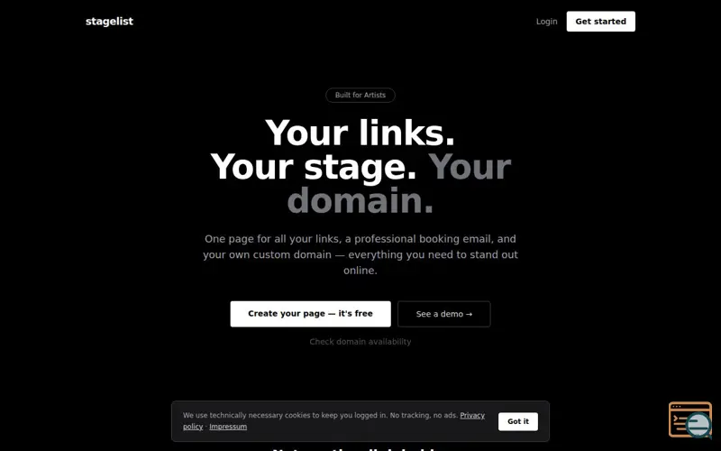 Screenshot of stagelist.pro