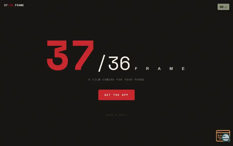 Screenshot of FRAME 37 — film camera for your phone. Shoot blind. Wait. Develop.