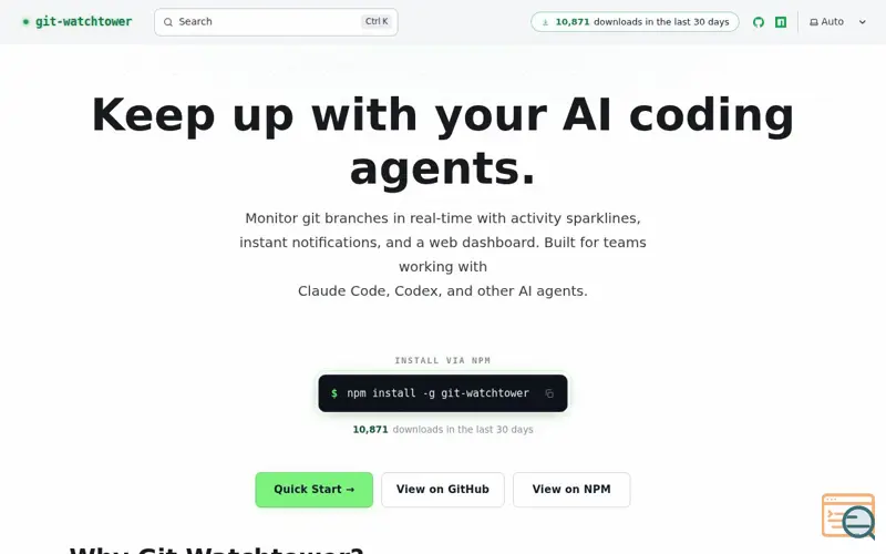 Screenshot of Gitwatchtower