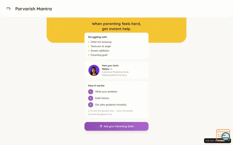 Screenshot of Personal Parenting Coach