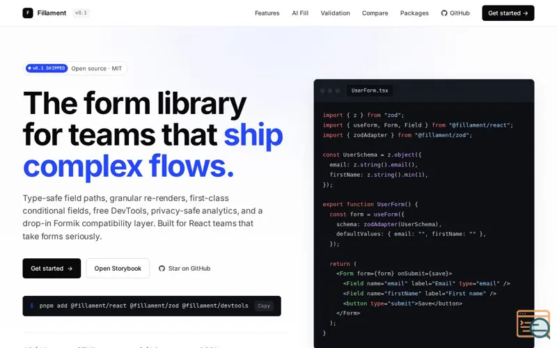 Screenshot of Fillament