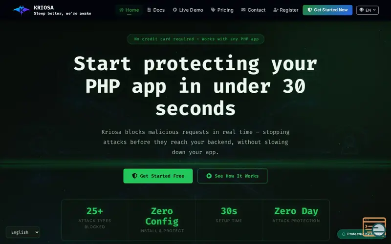 Screenshot of Kriosa Security 