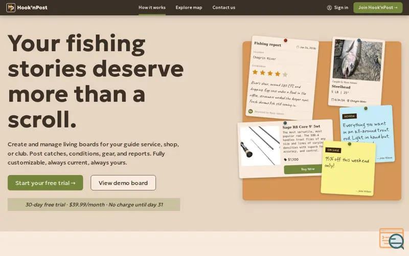 Screenshot of Hook'nPost