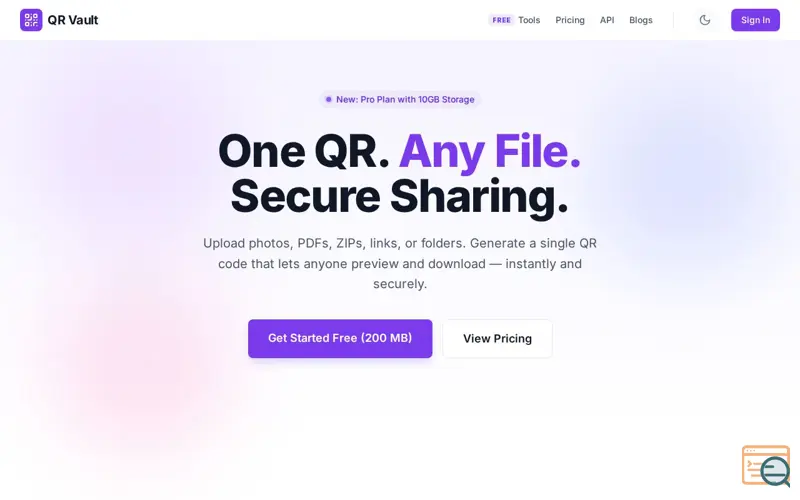 Screenshot of QR Vault